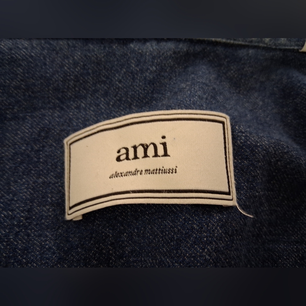 Ami Alexandre Mattiussi/ Blue Denim Button Up Shirt/ 100% Cotton/ Size US M - Picture 7 of 16